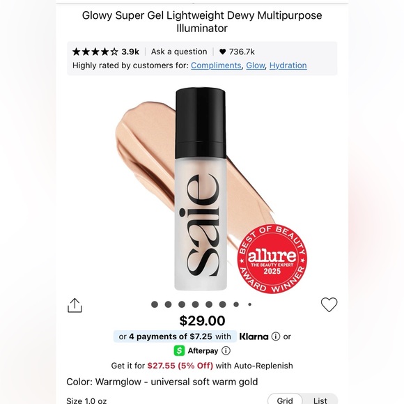 Saie Glowy Super Gel Illuminator in Warmglow - Picture 2 of 2